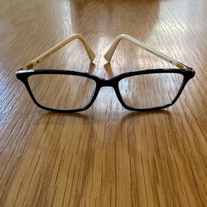 Coach Black Frame Glasses with Cream Temples and Gold Accents